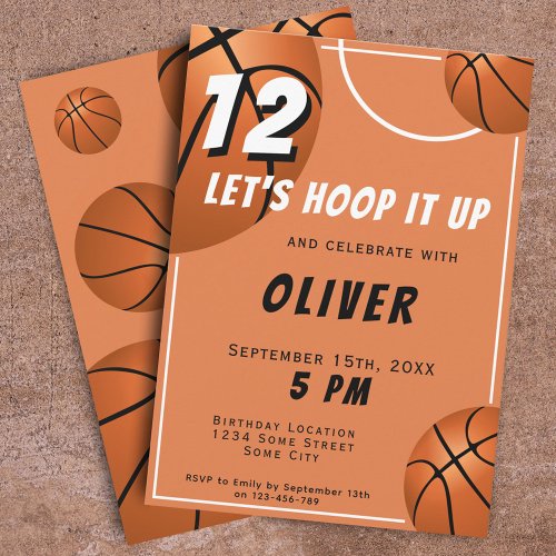 Basketball Ball Fun Sports Kids Birthday  Invitation