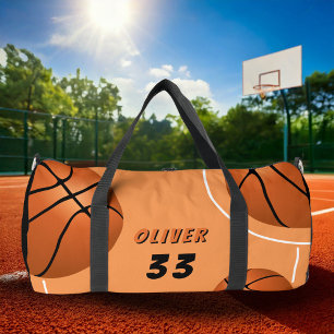 Basketball Ball Fun Sports Player Name Number Duffle Bag