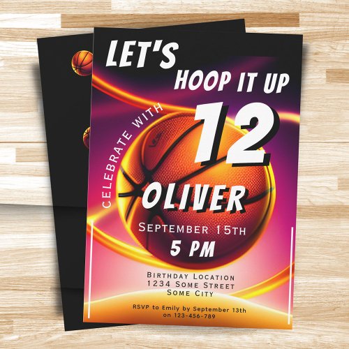 Basketball Ball Hoop it up Sports Birthday  Invitation