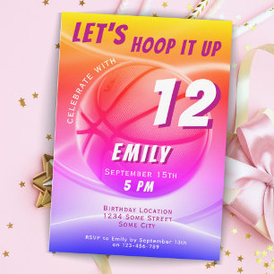 Basketball Ball Hoop it up Sports Birthday  Invitation