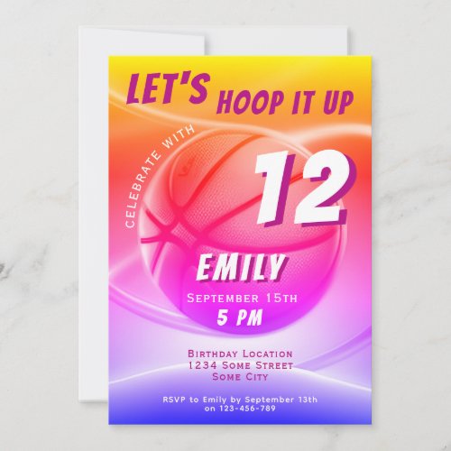 Basketball Ball Hoop it up Sports Birthday  Invitation
