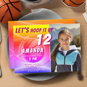 Basketball Ball Hoop it up Sports Photo Birthday Invitation