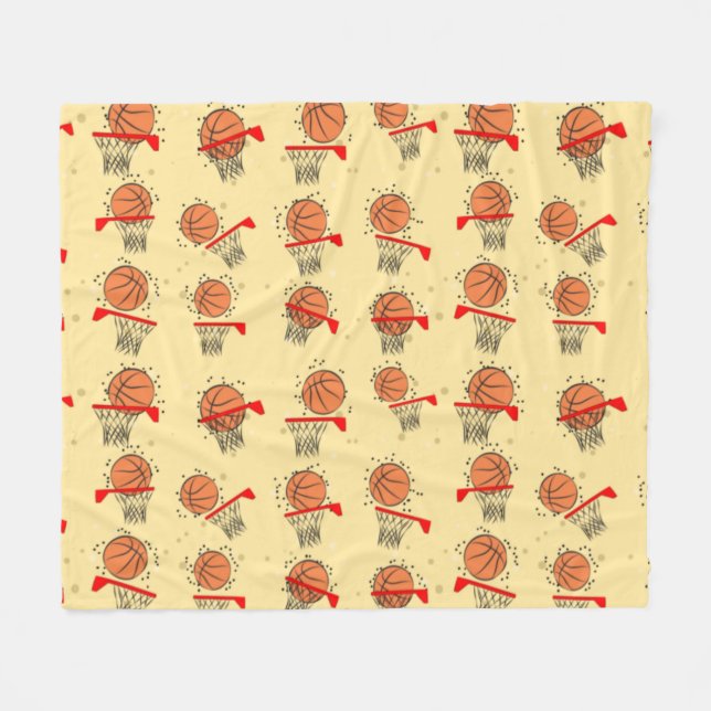 Basketball - Ball & Hoop Seamless Pattern  Fleece Blanket (Front (Horizontal))