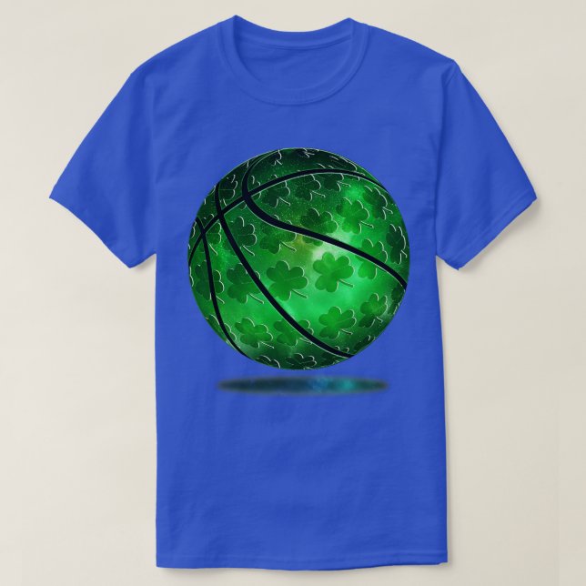 Basketball ball Irish Shamrock Lucky Clover St Pat T-Shirt (Design Front)