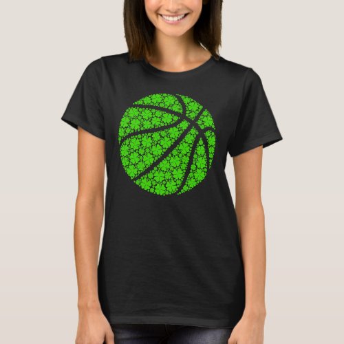 Basketball ball Irish Shamrock Lucky Clover St Pat T_Shirt