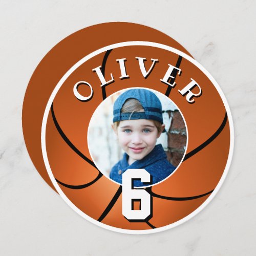 Basketball Ball Kids Birthday Age Photo Card