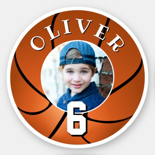 Basketball Ball Kids Birthday Age Photo Sticker