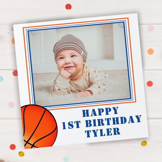 Basketball Ball Kids Photo Birthday Sign (Creator Uploaded)
