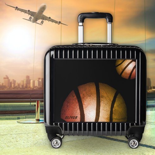 Basketball Ball Metallic Pattern Teen Kid Name Luggage