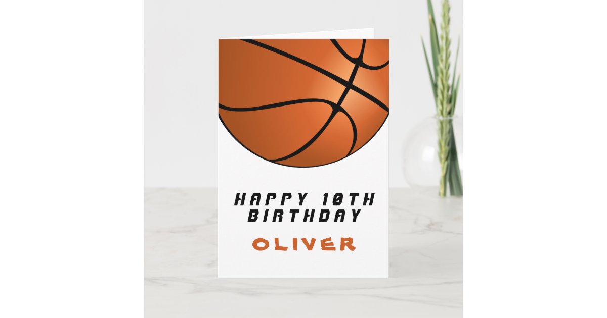 Basketball Ball Modern Boy Happy Birthday Card | Zazzle