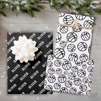 Basketball Ball Pattern Black and White Name