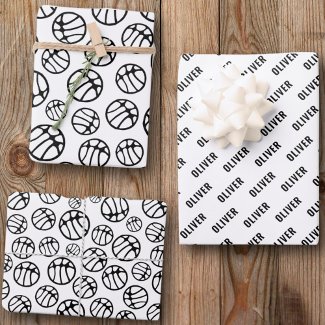 Basketball Ball Pattern Black and White Name