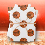 Basketball Ball Pattern Kids Name Birthday  Wrapping Paper Sheets<br><div class="desc">Basketball Ball Pattern Kids Name Birthday Wrapping Paper Sheets. Basketball ball pattern on a white background. Personalize with your name or erase the text.</div>