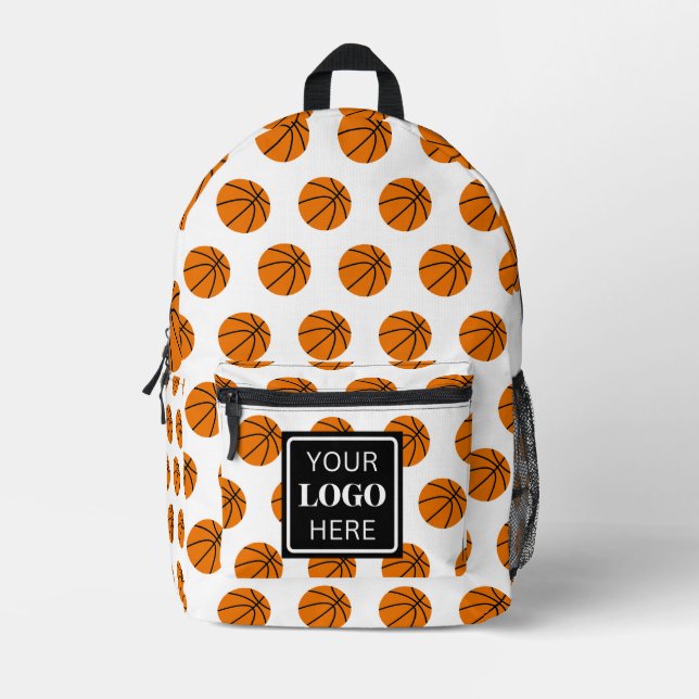 Basketball Ball Pattern Team School Logo Modern Printed Backpack (Front)