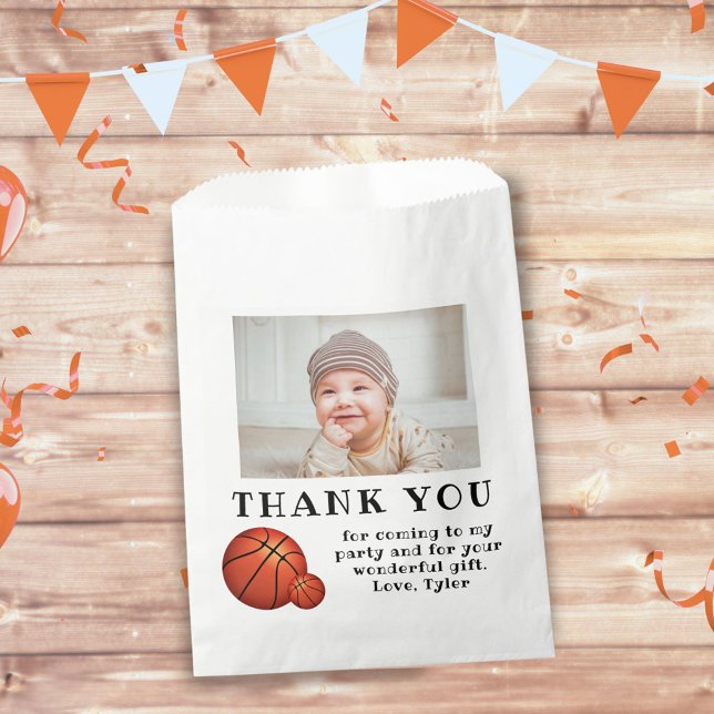 Basketball Ball Photo Thank you Birthday Favor Bag (Creator Uploaded)