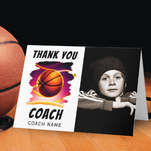 Basketball Ball Photo Thank you Coach Card