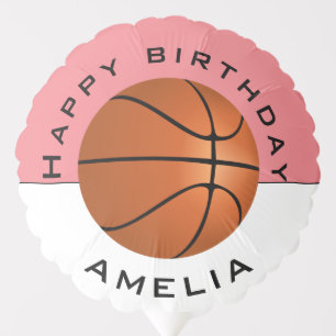 Basketball Ball Pink Name Happy Birthday Party Balloon