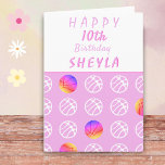 Basketball Ball Pink Sports Pattern Birthday Card<br><div class="desc">Basketball Ball Pink Sports Pattern Birthday Card. Modern basketball birthday card for a girl who loves basketball. Basketball pattern with different colorful basketball balls on pink color. Personalize with your name and age.</div>