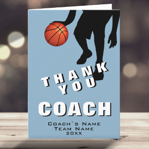 Basketball Ball Player Basketball Coach Letterpress Thank You Card
