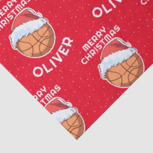 Basketball Ball Red Santa Hat Christmas Kid Name  Tissue Paper