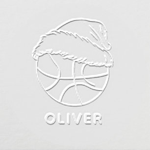 Basketball Ball Red Santa Hat Name Christmas Embosser