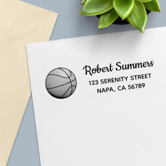 Basketball Ball Return Address Self-inking Stamp