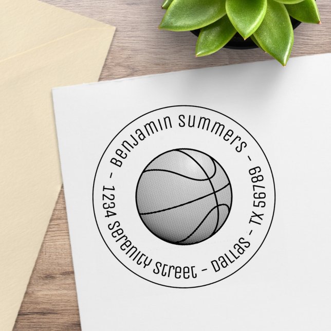 Basketball Ball Round Address Rubber Stamp (Creator Uploaded)