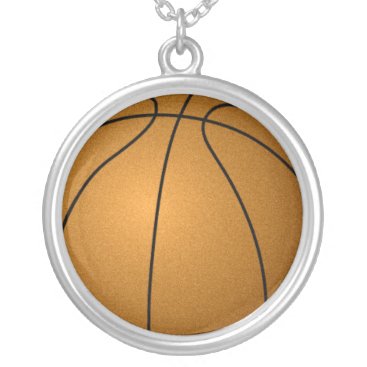 basketball ball silver plated necklace