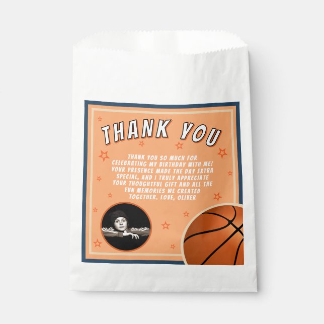 Basketball Ball Sports Birthday Photo Favor Bag (Front)