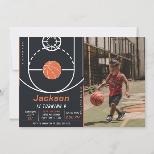 Basketball Ball Sports Birthday Photo Invitation