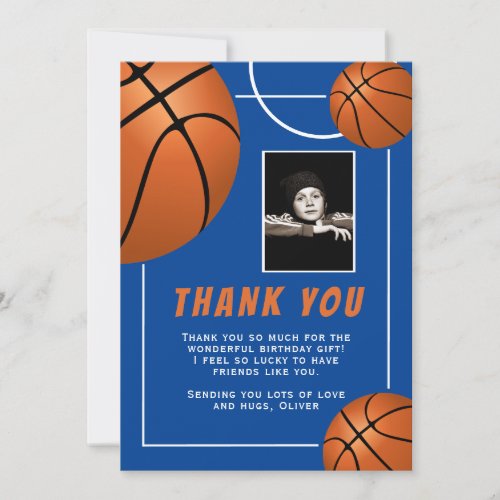 Basketball Ball Sports Birthday Photo Thank You Card