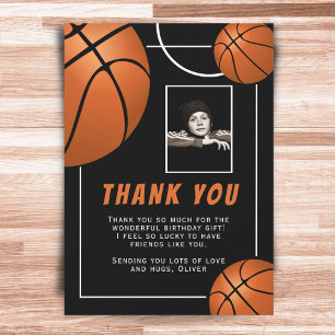 Basketball Ball Sports Birthday Photo Thank You Card