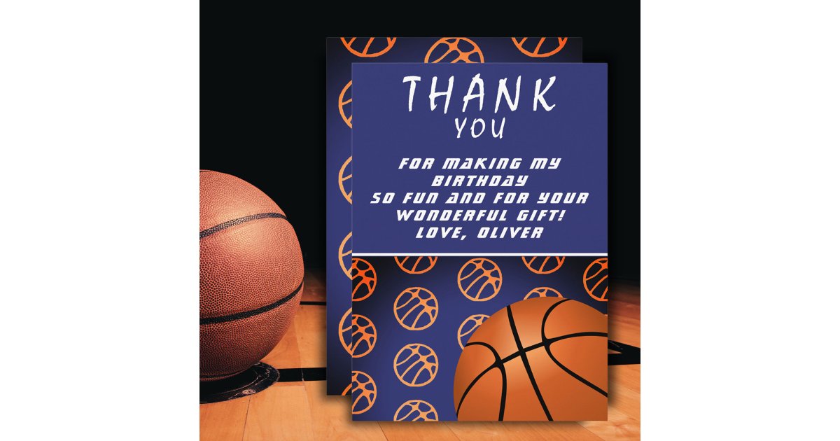 Basketball Ball Sports Birthday Thank You Card | Zazzle