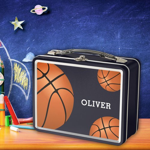 Basketball Ball Sports Custom Name  Metal Lunch Box