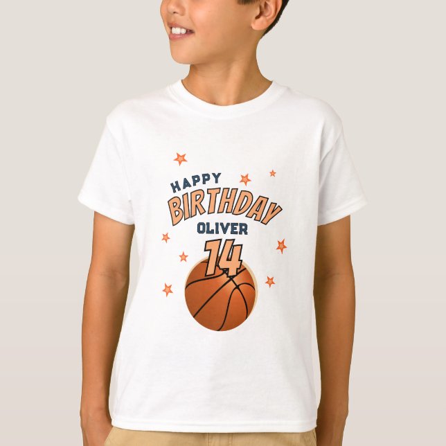 Basketball Ball Sports Happy Birthday Boy T-Shirt (Front)