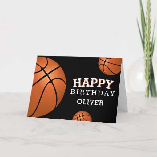 Basketball Ball Sports Happy Birthday Kids Card | Zazzle