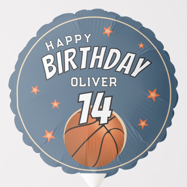 Basketball Ball Sports Happy Birthday Party Balloon (Front)