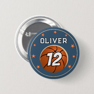 Basketball Ball Sports Happy Birthday Party Button