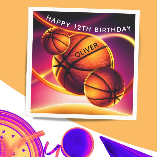 Basketball Ball Sports Happy Birthday Party  Napkins (Creator Uploaded)