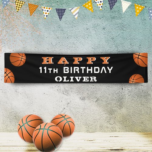 Basketball Ball Sports Kids Birthday Party Banner