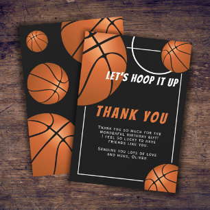 Basketball Ball Sports Kids Birthday Thank You Card