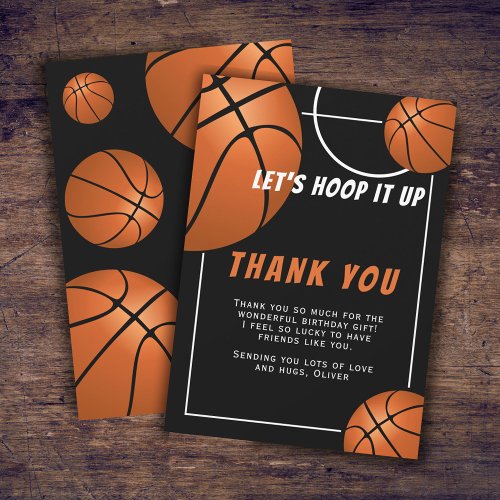 Basketball Ball Sports Kids Birthday Thank You Card