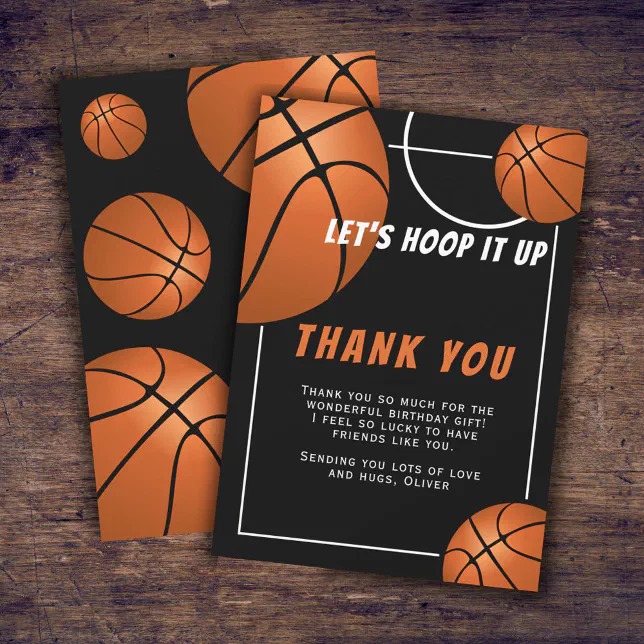 Basketball Ball Sports Kids Birthday Thank You Card | Zazzle