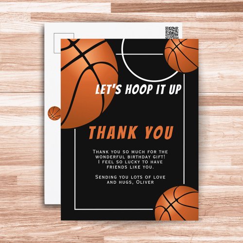 Basketball Ball Sports Kids Birthday Thank you Postcard