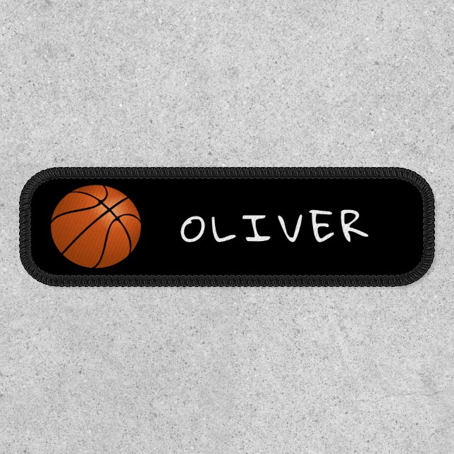 Basketball Ball Sports Name Kids' Black Patch (Front)