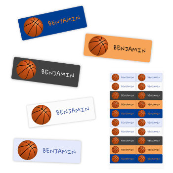 Basketball Ball Sports Name Kids' Labels by OneLook at Zazzle