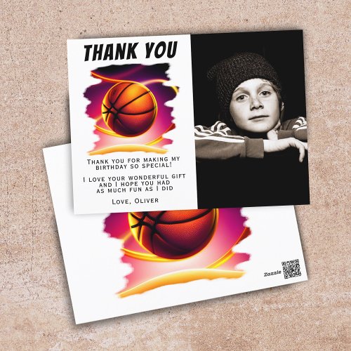 Basketball Ball Sports Photo Birthday Thank You  Postcard