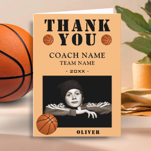 Basketball Ball Sports Photo Coach  Letterpress Thank You Card