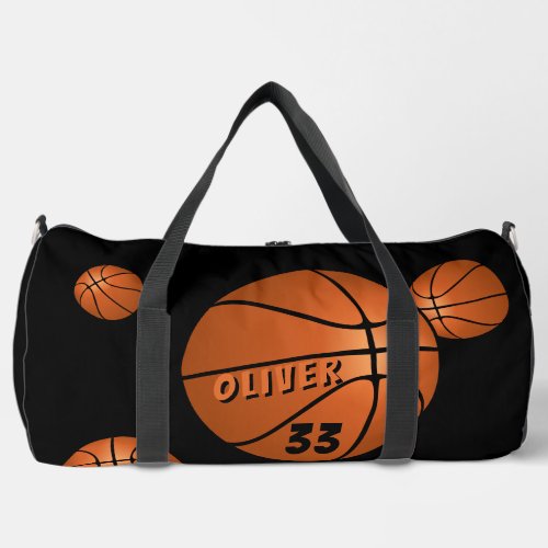 Basketball Ball Sports Player Name Number Duffle Bag
