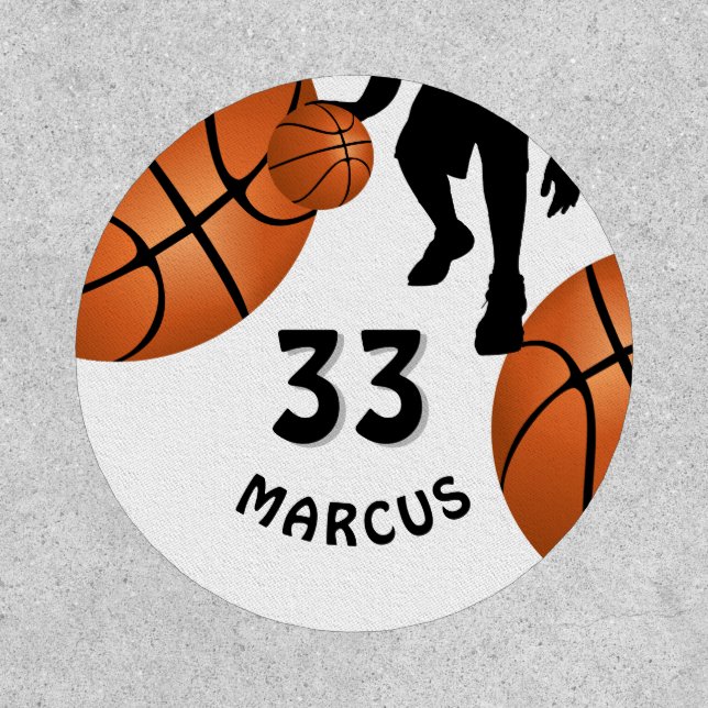 Basketball Ball Sports Player Name Number Patch (Front)